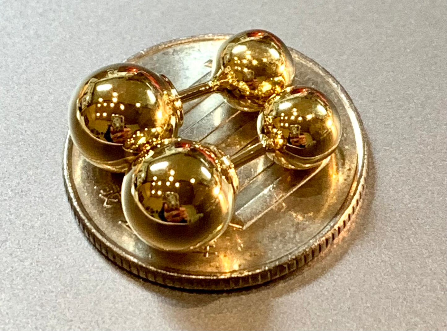 18K Japan Gold 7MMX5MM Double Sided Ball Earrings