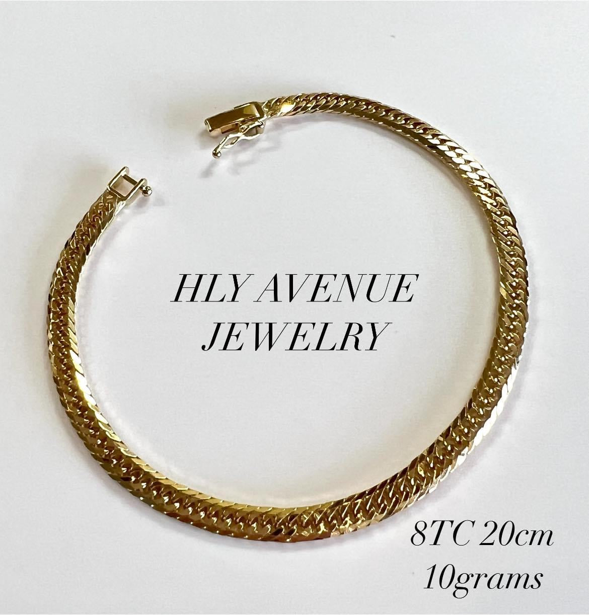 18K Japan Gold 8Triple Cut Kihei Men’s Bracelet 20CM 10Grams