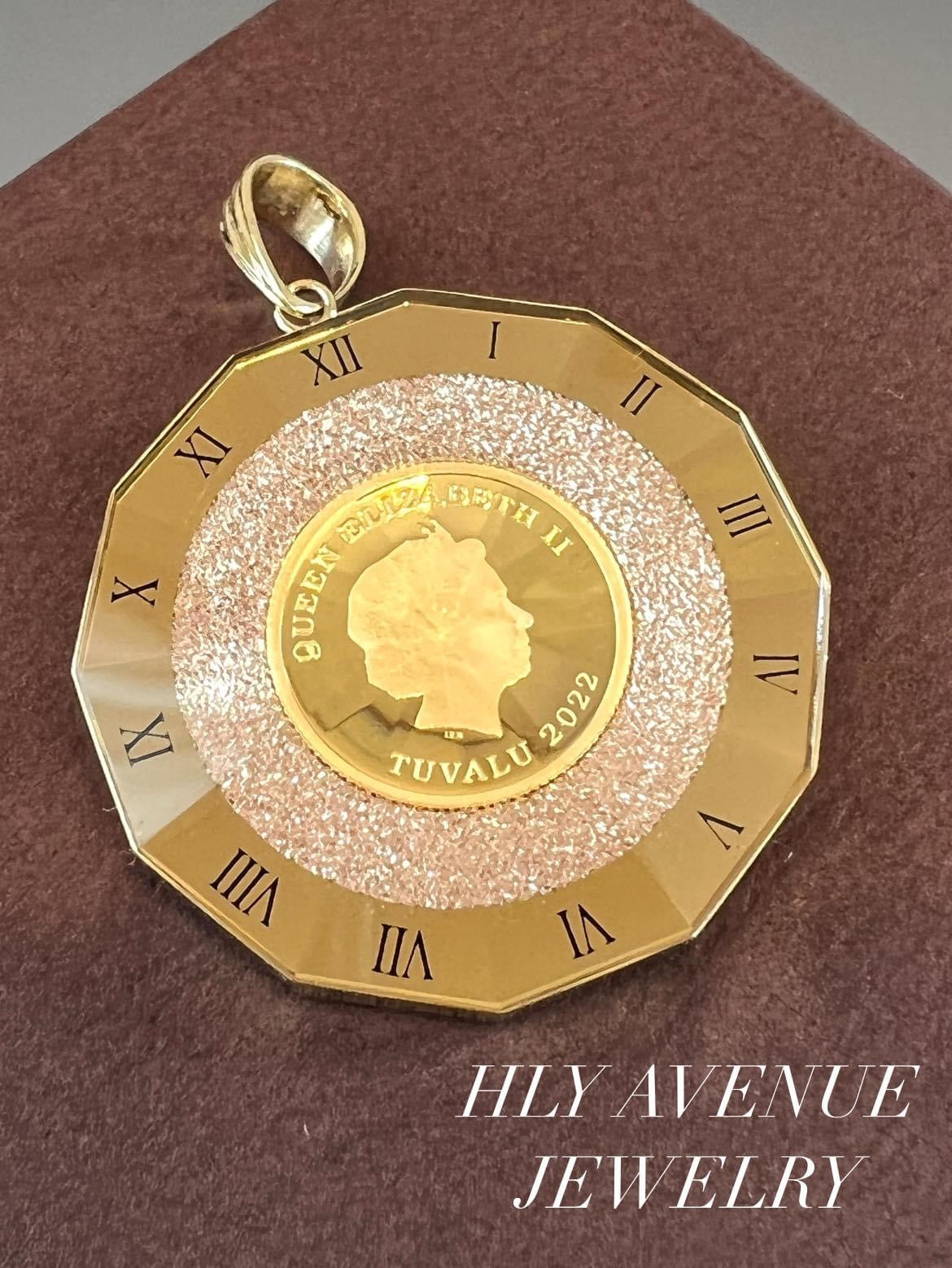 Angel/ Queen Elizabeth 24k/18k Pink Stardust Glass Pendant