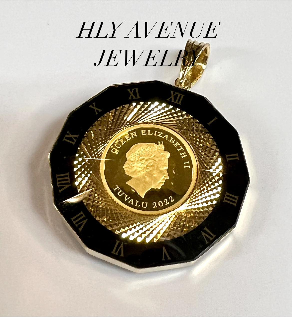 Horse/Elizabeth 24k/18k Reversible Glass Medallion Pendant