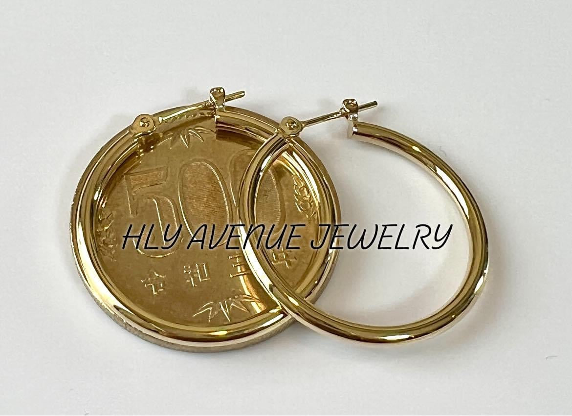 18k Japan Gold 2X25MM Hoop Earrings