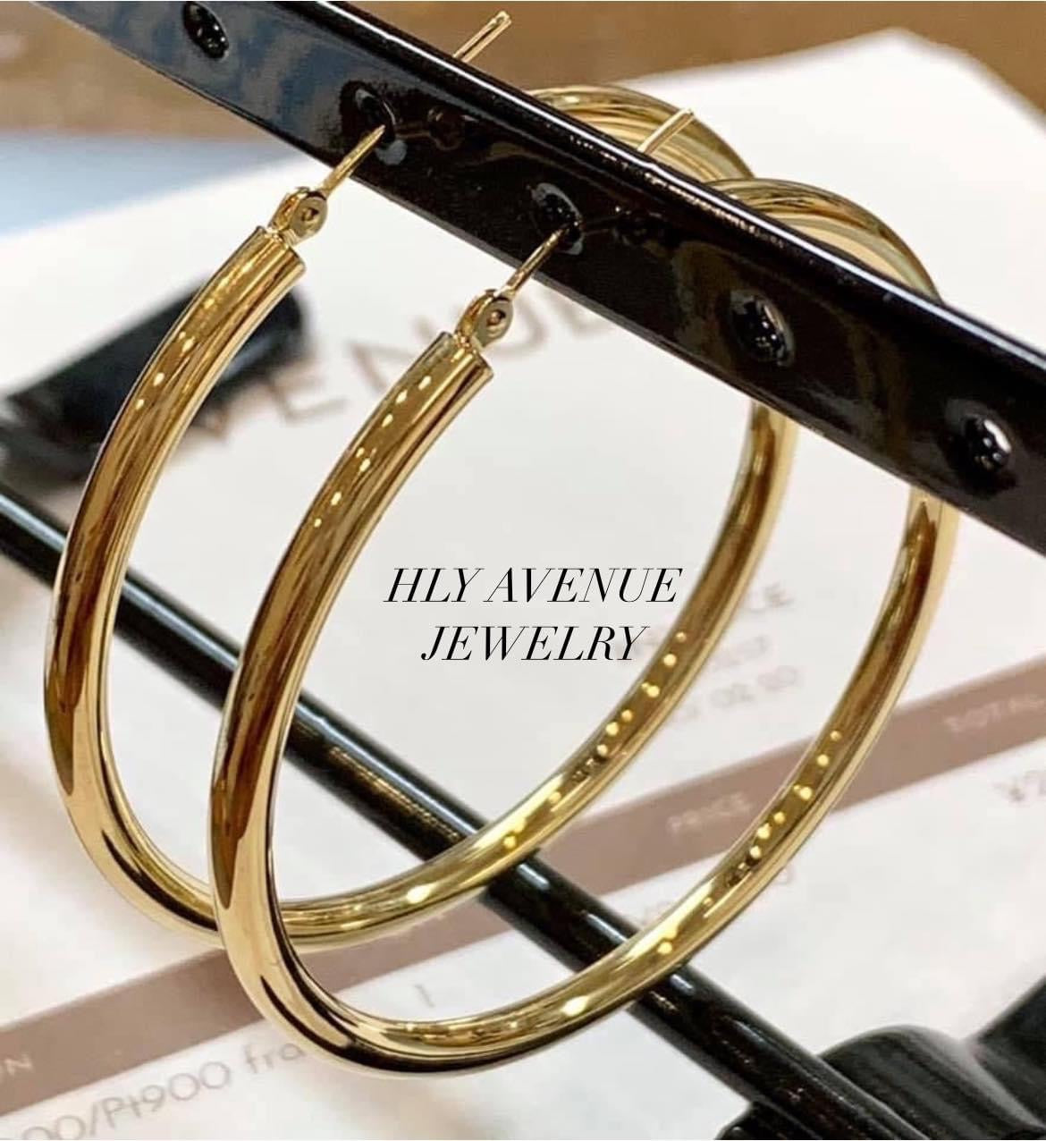 18k Gold 3x50mm Hoop Earrings