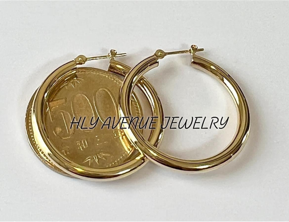 18K Japan Gold 3X30MM Hoop Pipe Earrings