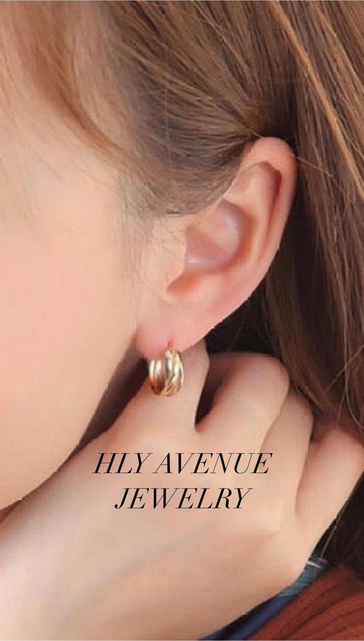 18k Japan Gold Trinity Tri Color Hoop Earrings