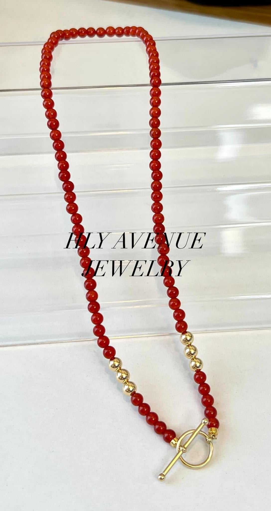 18k Toggle Lock Red Agate Necklace