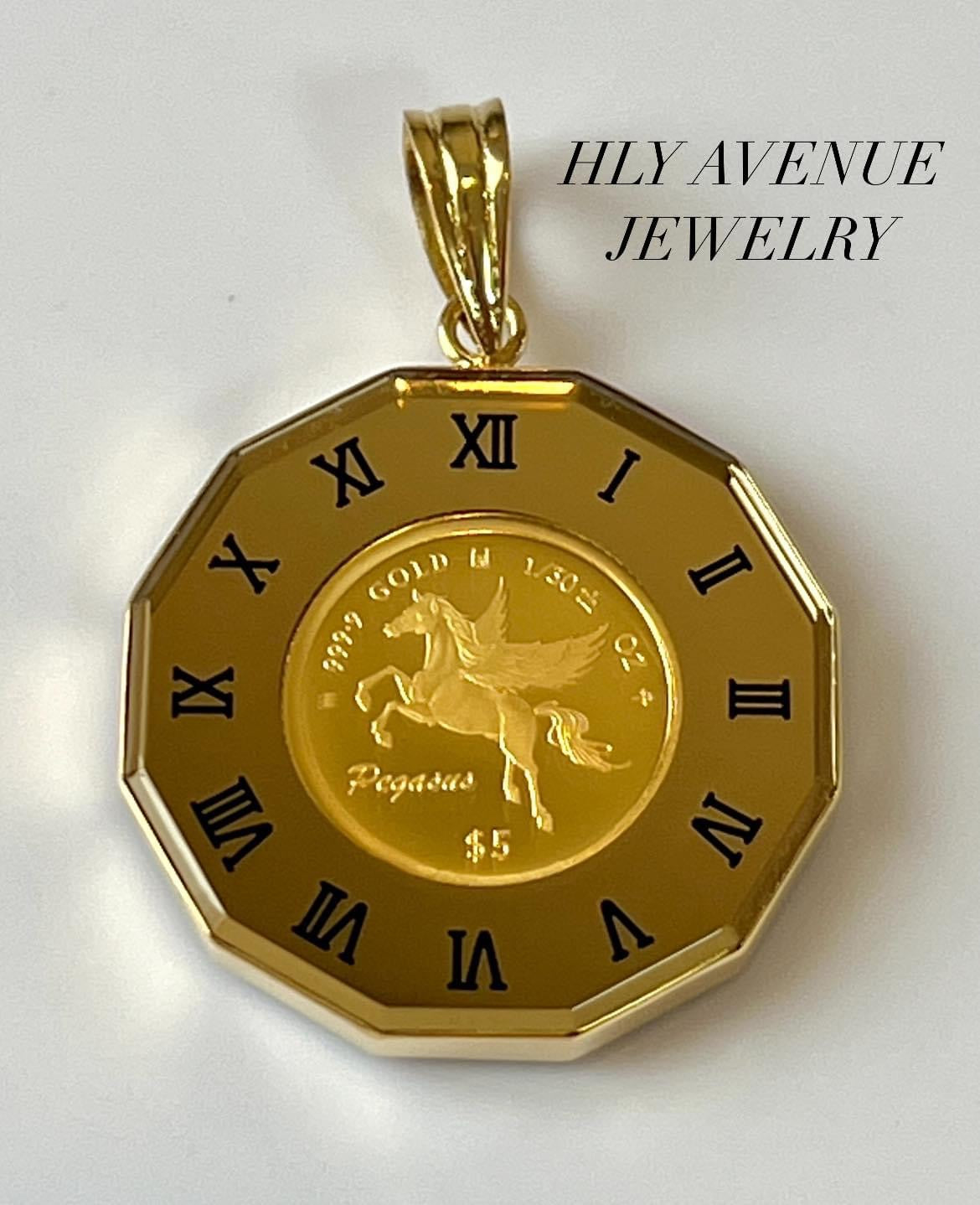 Pegasus /Elizabeth 24k/18k With Glass Pendant