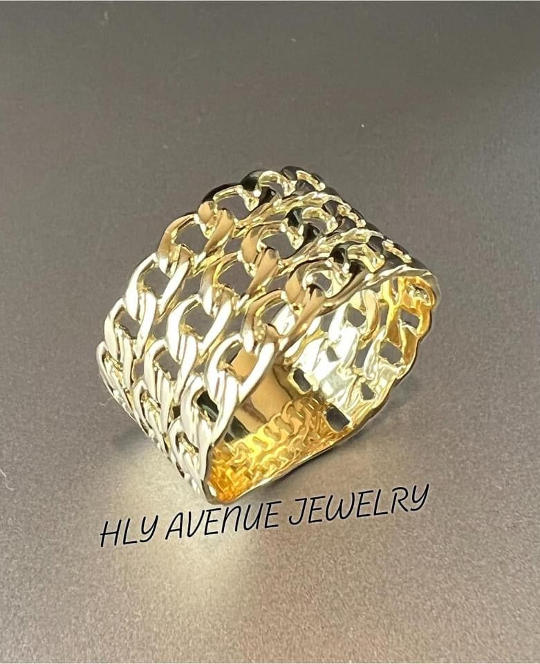 18K Japan Gold 3Lane Chain Ring