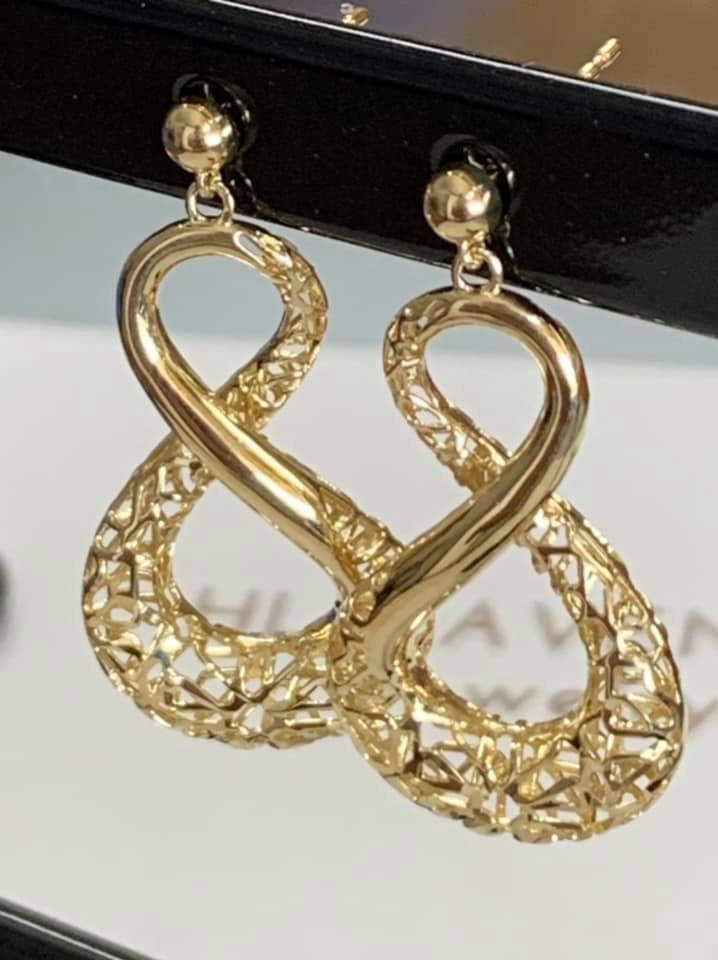 18k Japan Gold Infinity Drop Earrings