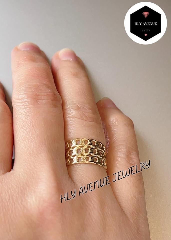 18K Japan Gold 3Lane Chain Ring
