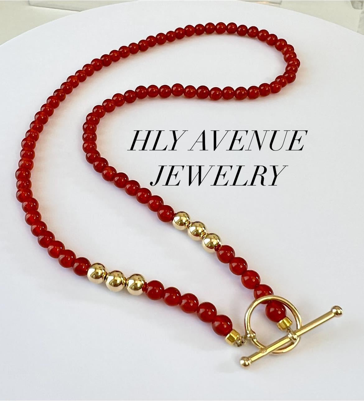 18k Toggle Lock Red Agate Necklace