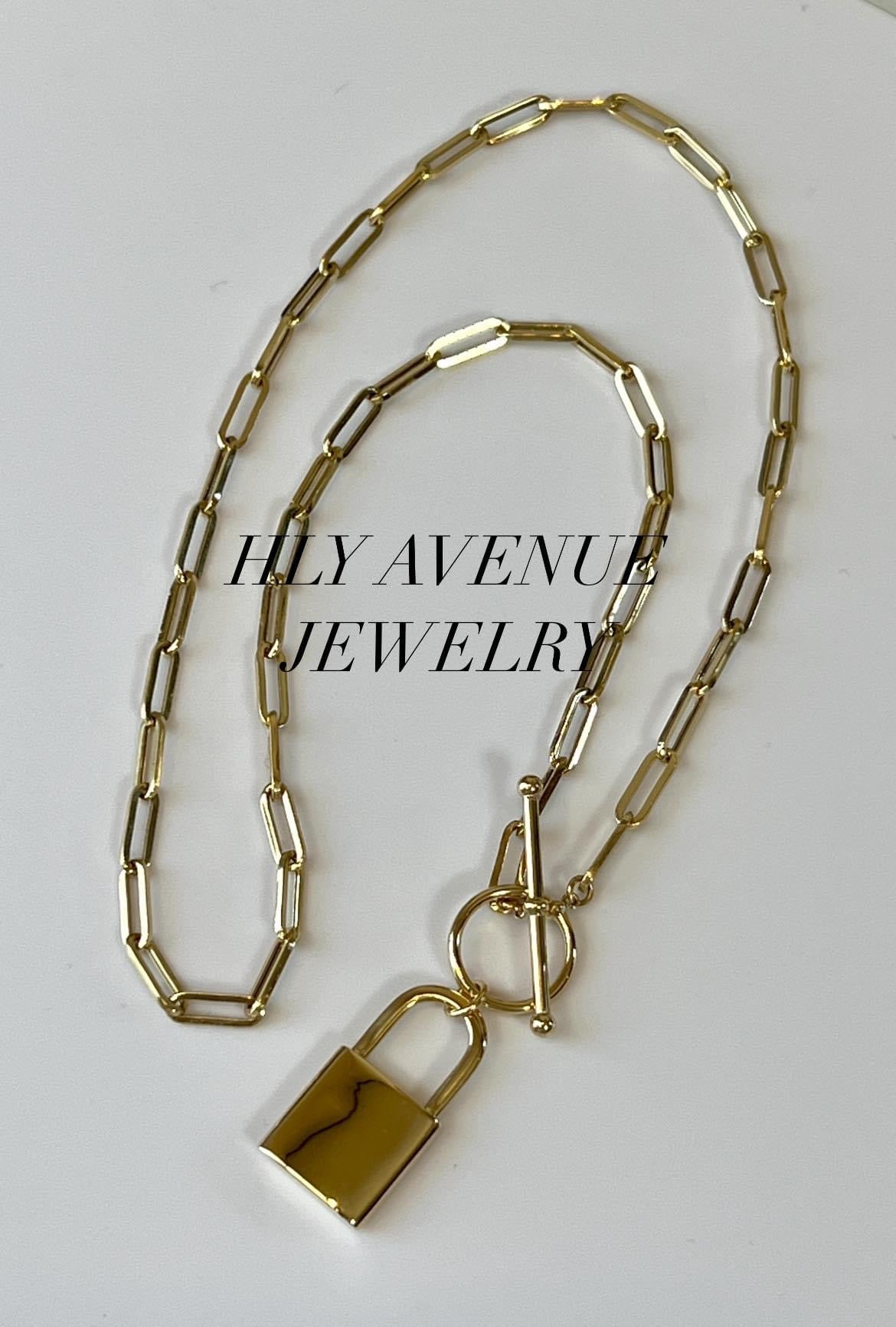 18k Japan Gold Padlock Toggle Necklace