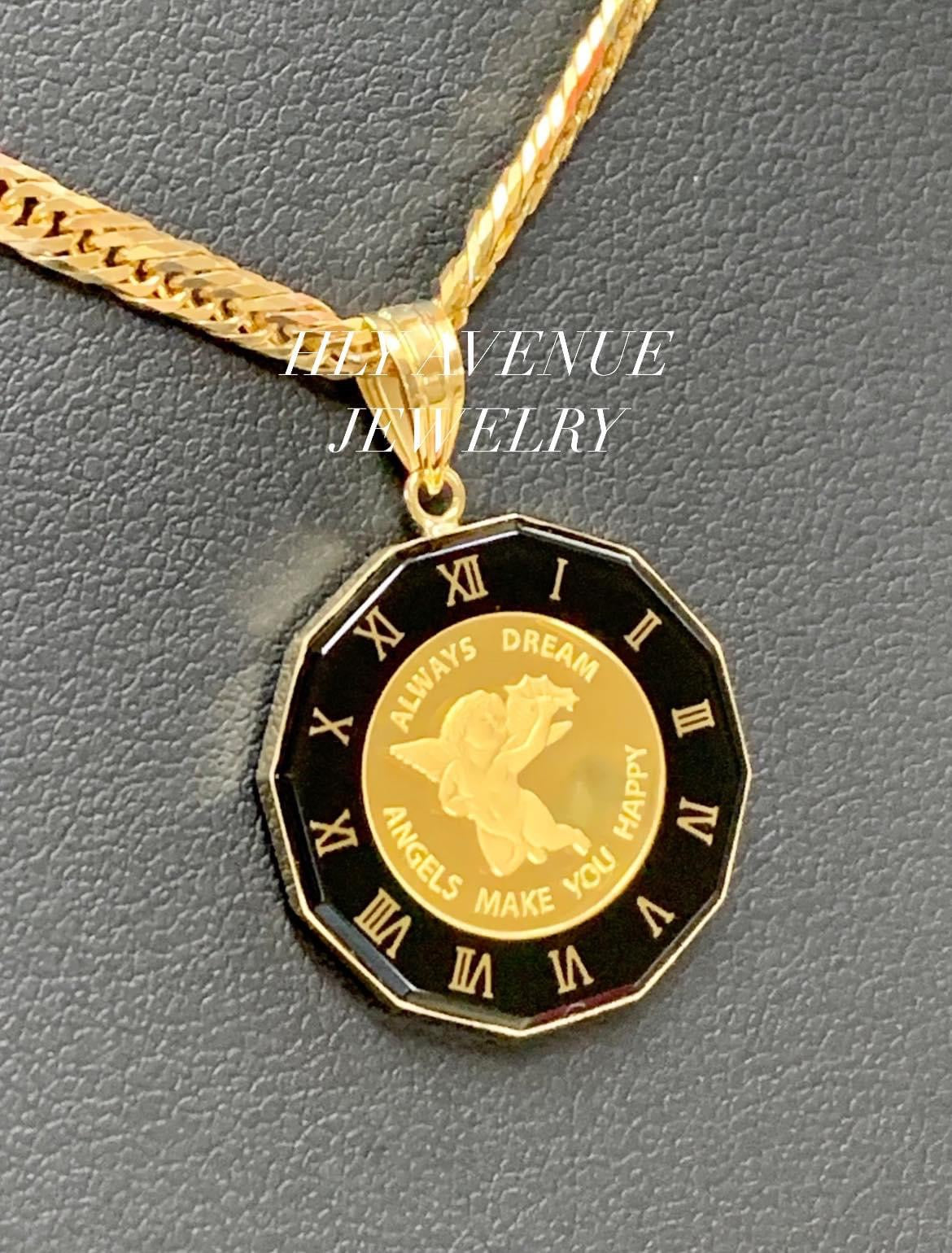 Angel 24K/18k Gold Glass Coin Pendant Top
