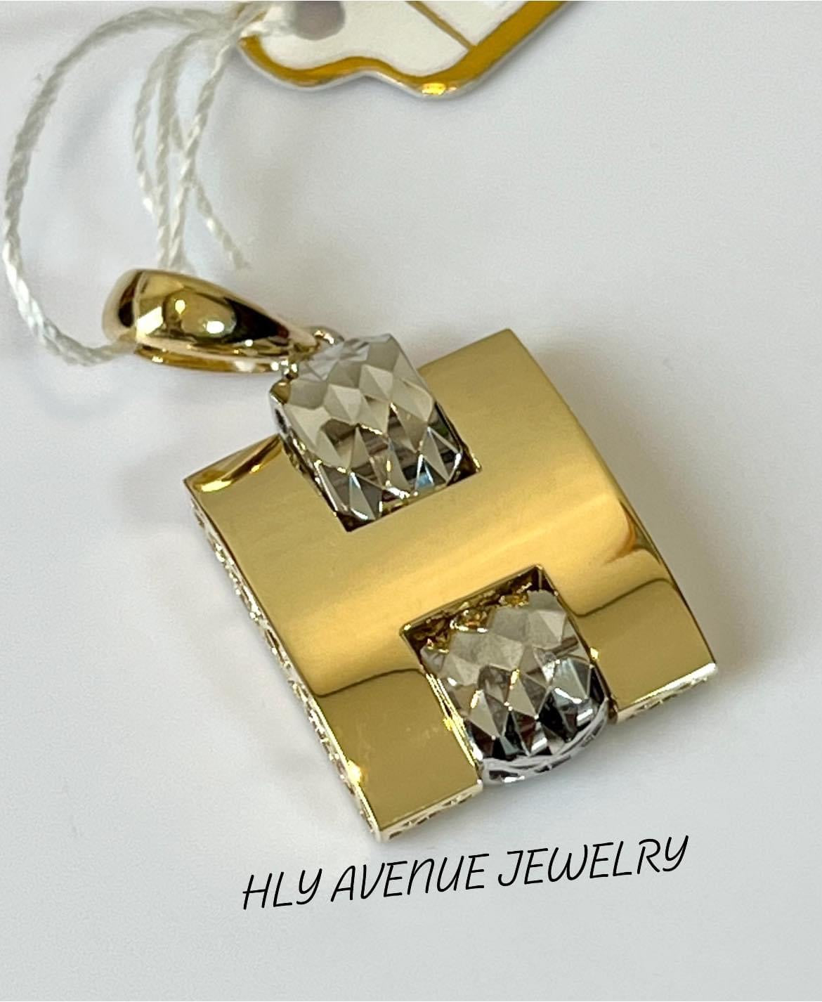 18k WG/ YG “H” Pendant