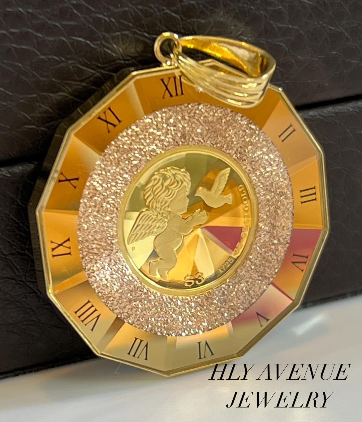 Angel/ Queen Elizabeth 24k/18k Pink Stardust Glass Pendant