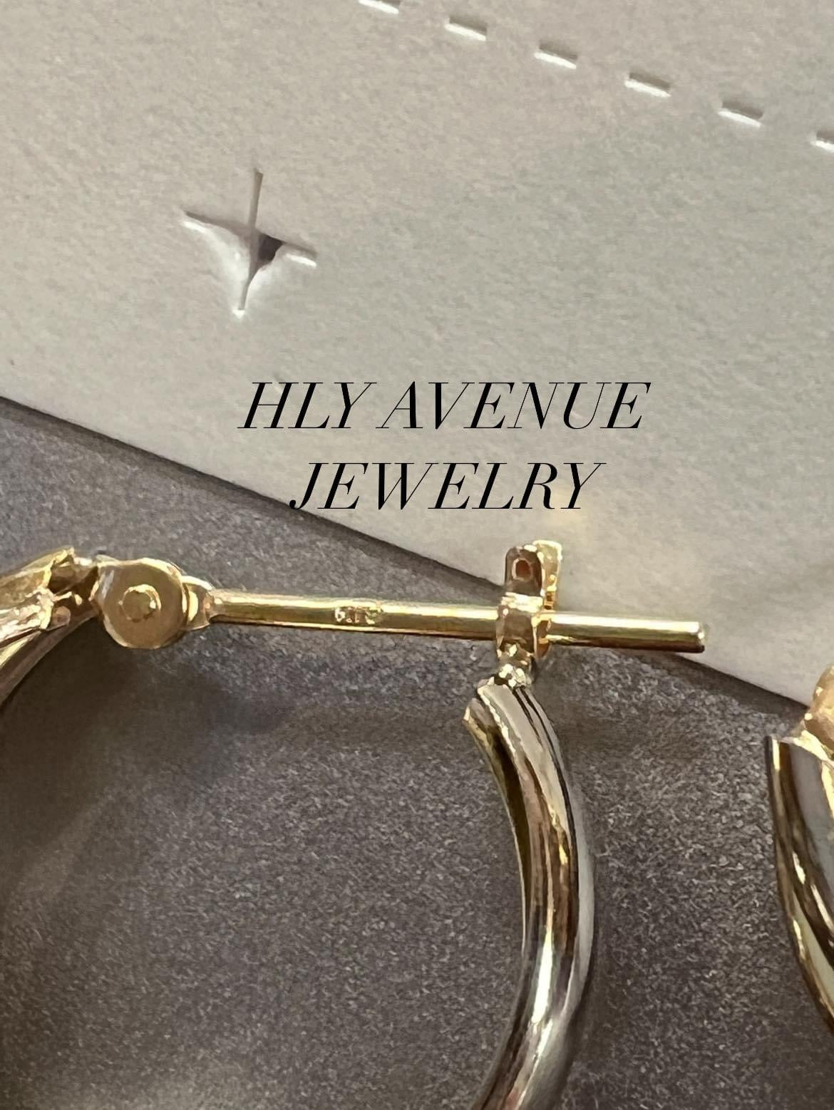 18k Japan Gold Trinity Tri Color Hoop Earrings