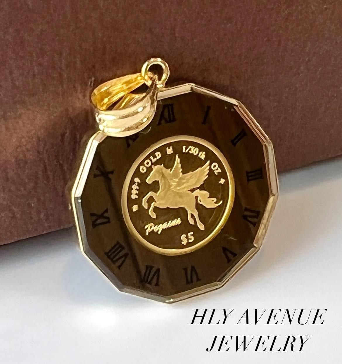 Pegasus /Elizabeth 24k/18k With Glass Pendant