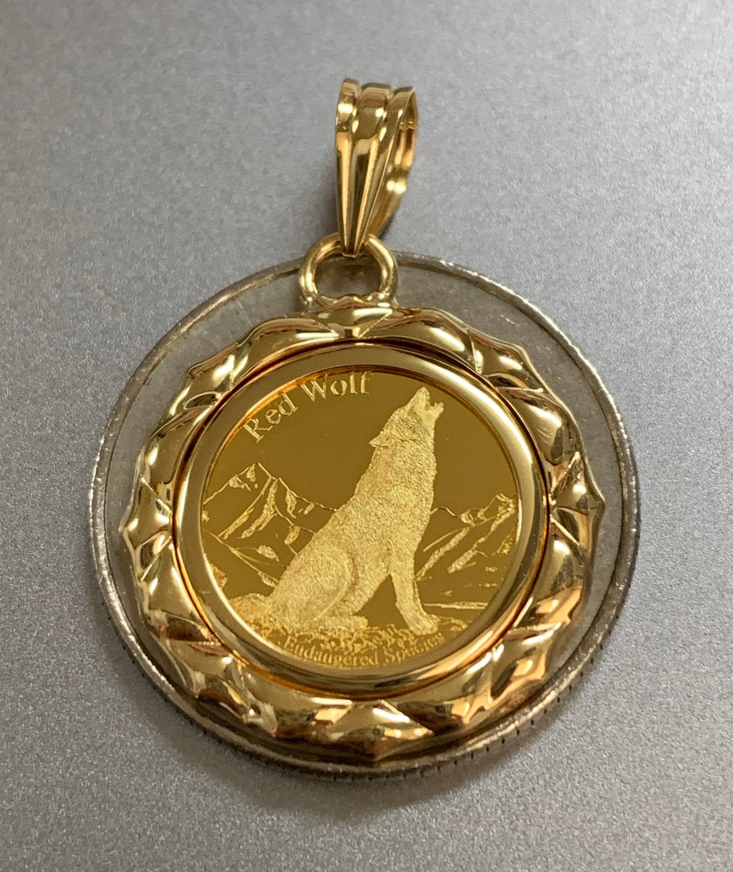 Wolf/Condor 24k/18k Japan Gold No Glass Pendant