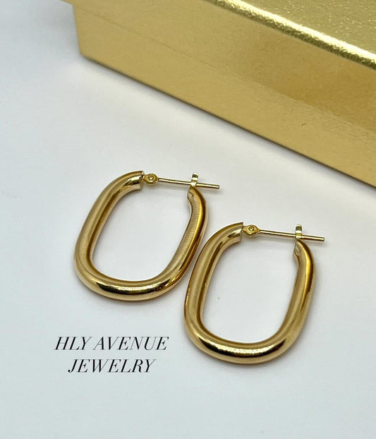 18K Japan Gold Square Hoop Earrings