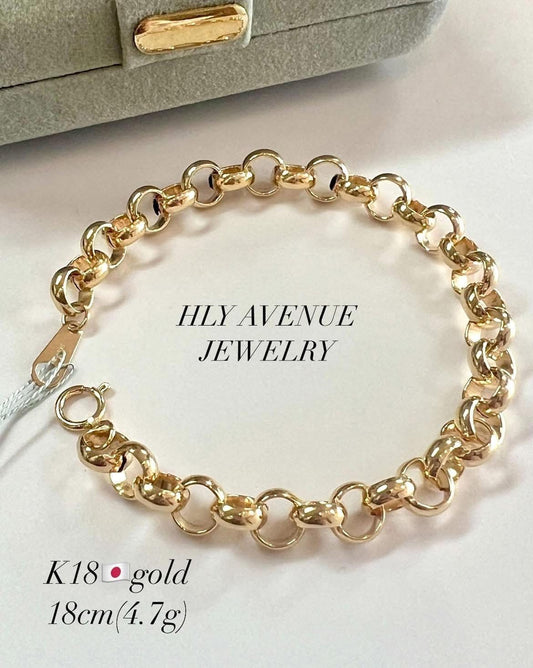 K18 Japan Gold Roll Chain Bracelet