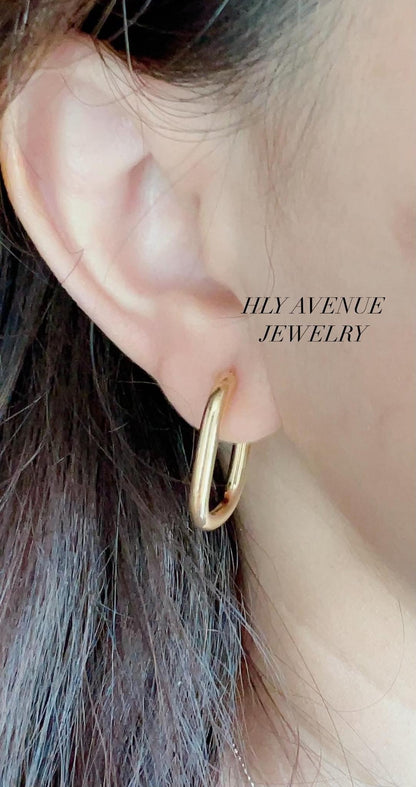 18K Japan Gold Square Hoop Earrings