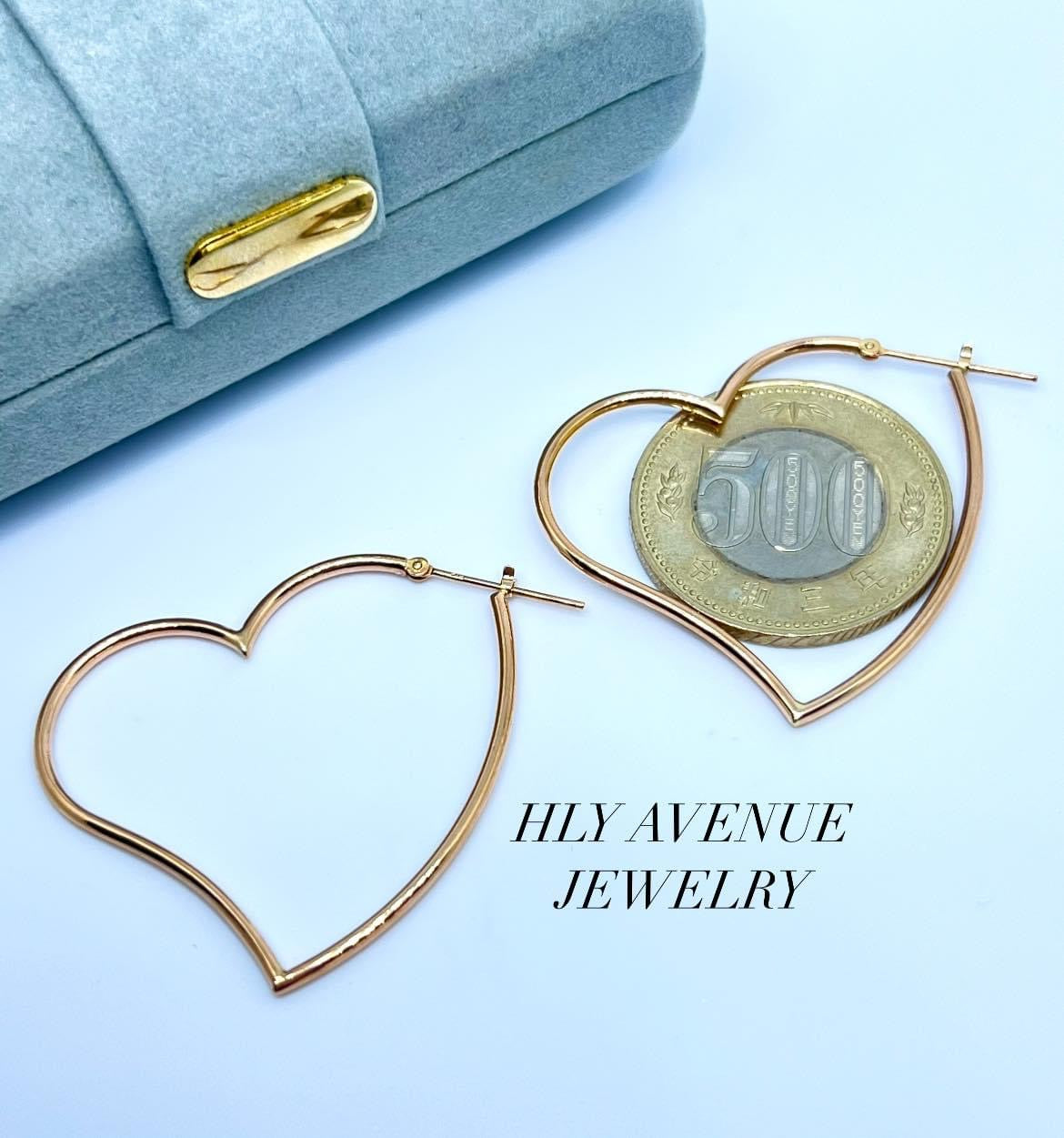 18k Pink Gold Open Heart Hoop Earrings