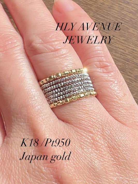 18K/ Pt950 Japan Gold 7Days Spiral Ring