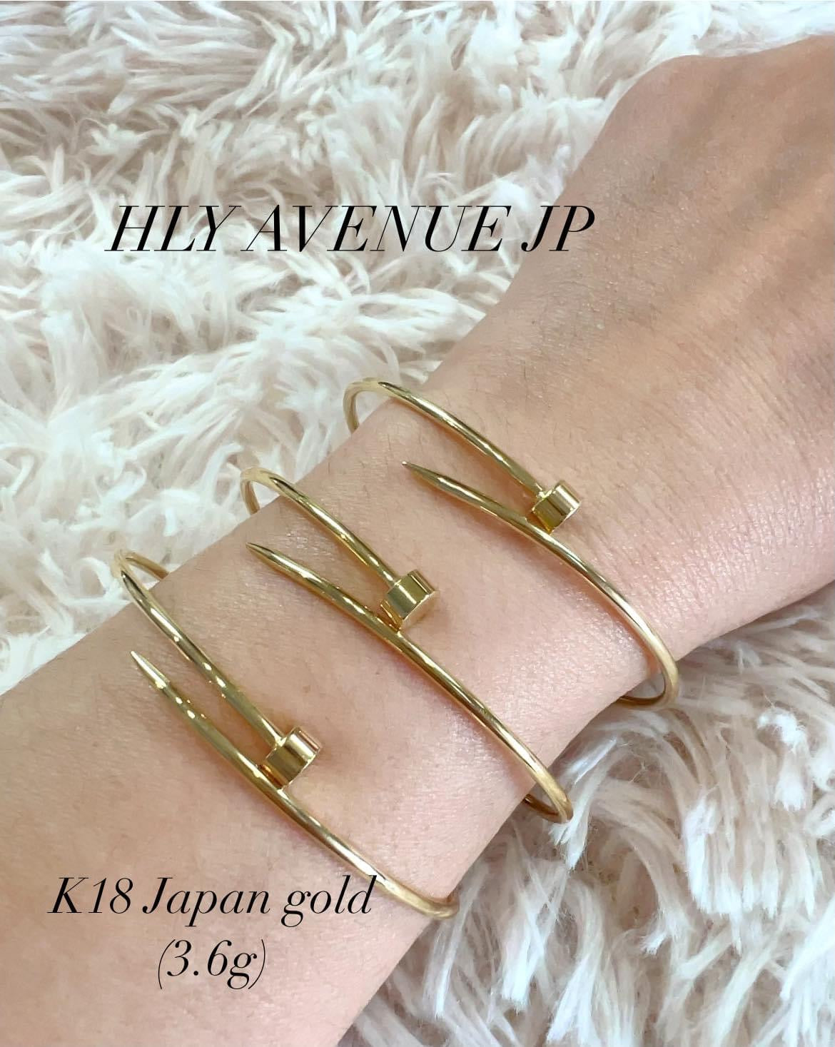 18k Japan Gold Nail Bangle