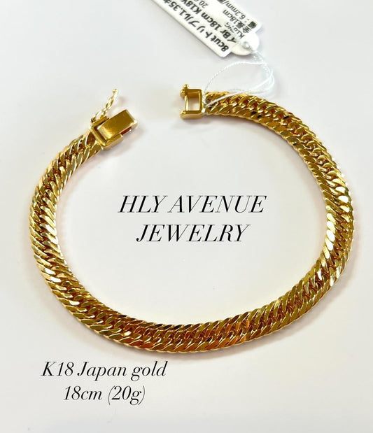 18k Japan Gold 8 Triple Cut Kihei Bracelet 18cm (20g)