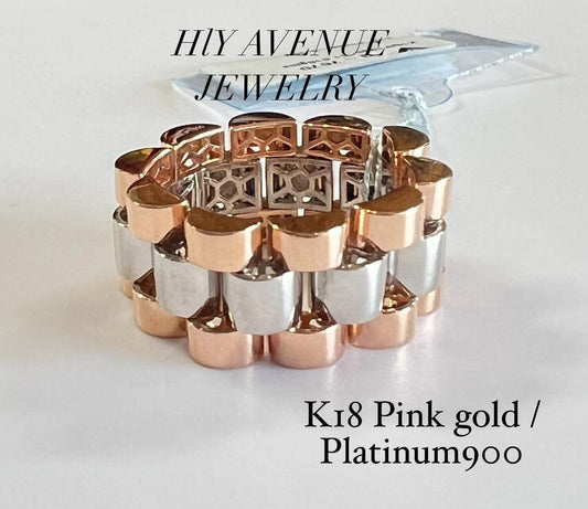 18k Pink Gold/ Platinum 900 Rolex Soft Chain Ring