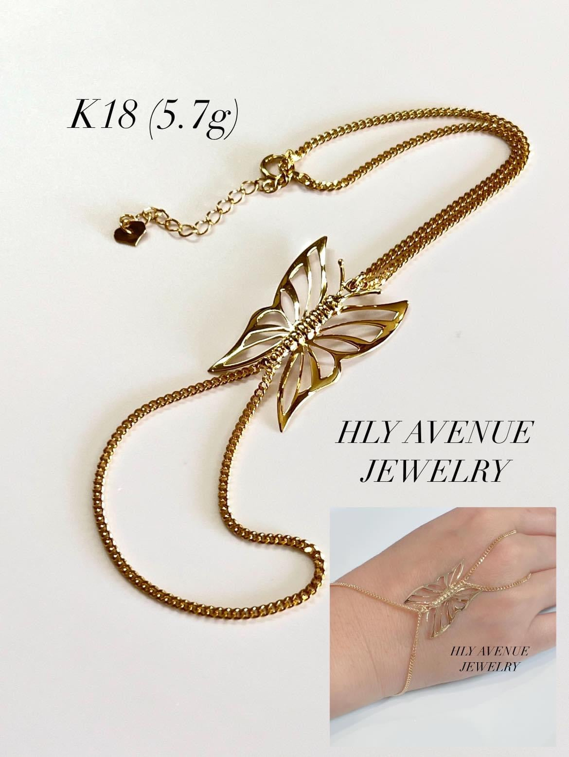 18k Japan Gold Butterfly Finger Bracelet