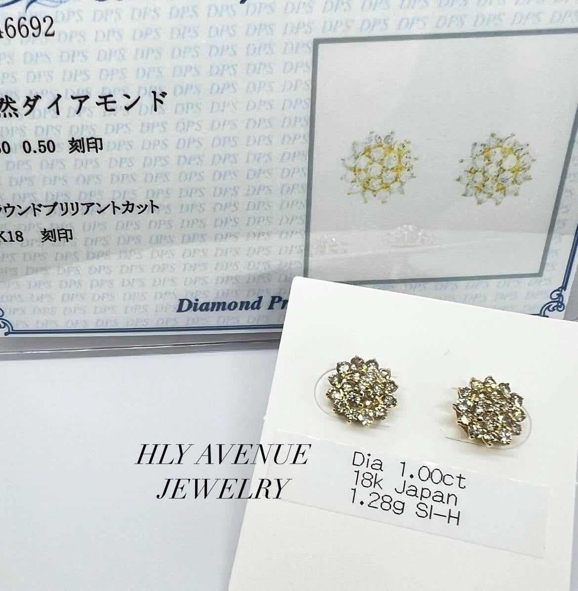 18k Japan Gold Diamond Rositas Earrings 1.00ct