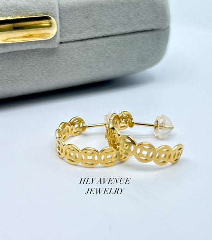 18K Japan Gold Money Catcher Earrings