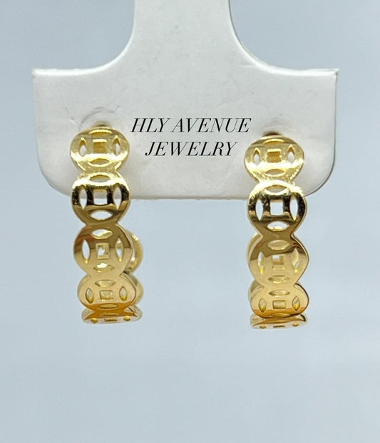 18K Japan Gold Money Catcher Earrings