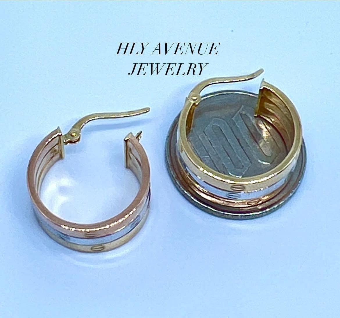 18k Japan Gold 3Tone Earrings