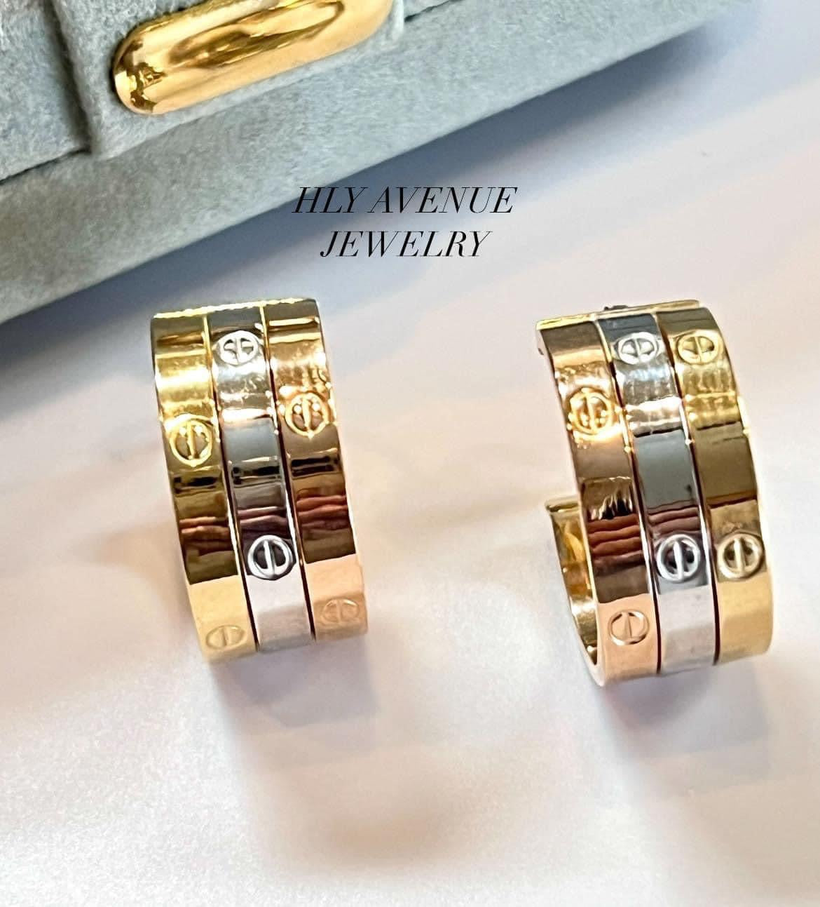 18k Japan Gold 3Tone Earrings