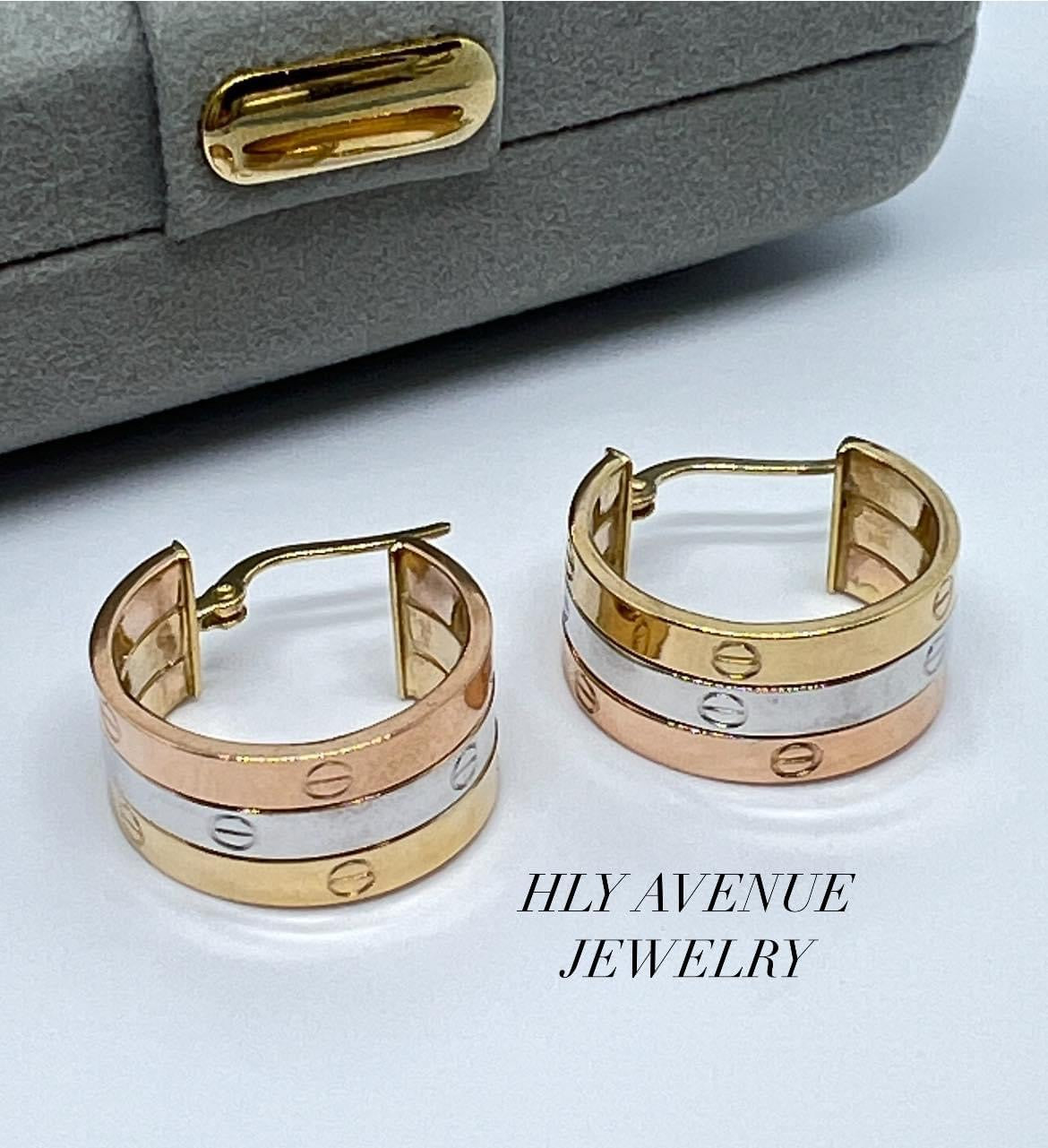 18k Japan Gold 3Tone Earrings