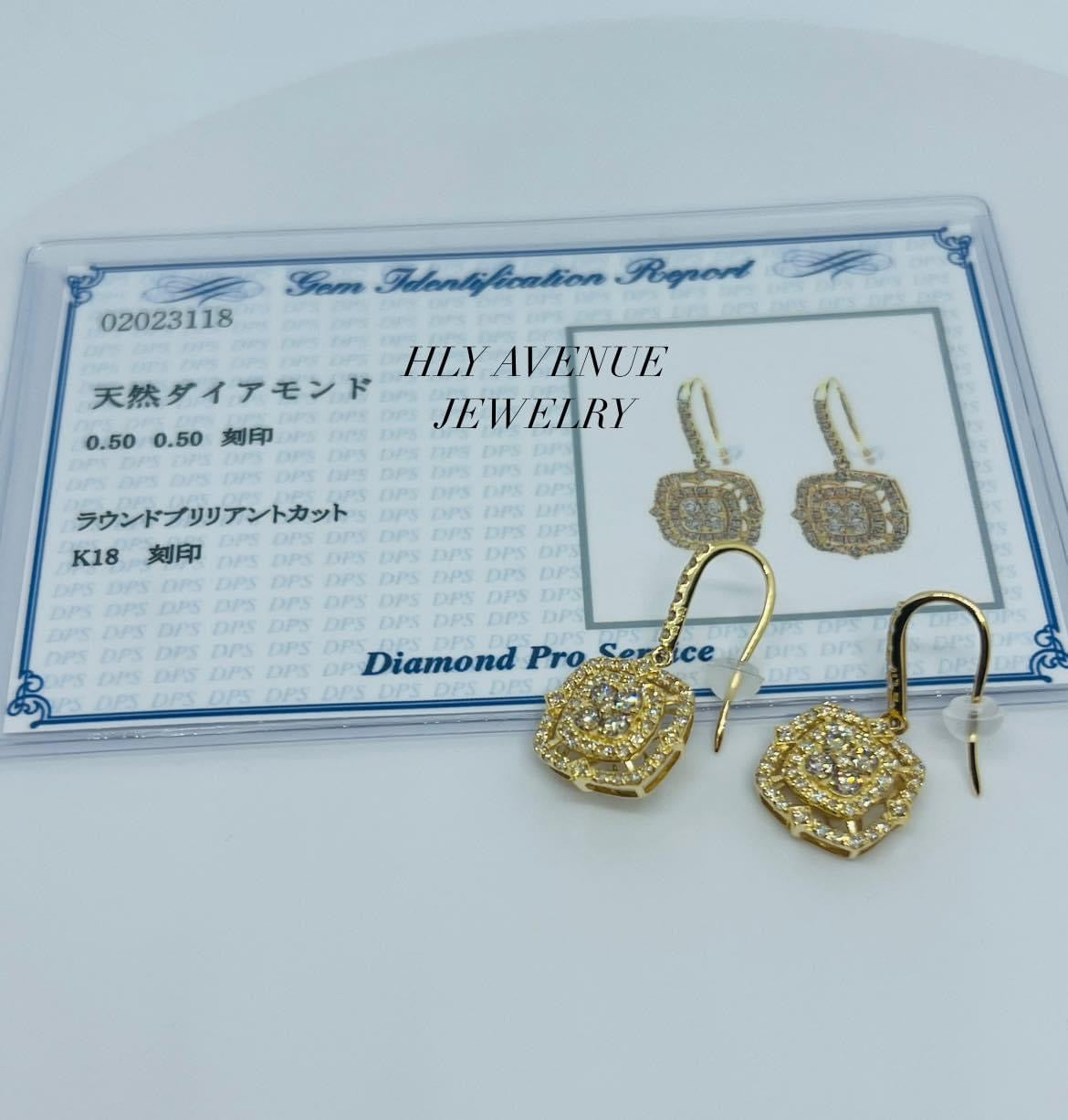 18K Japan Gold Beauty G 1.00ct Diamond Earrings