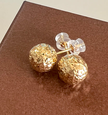 18k Japan Gold Mirror Ball Stud Earrings