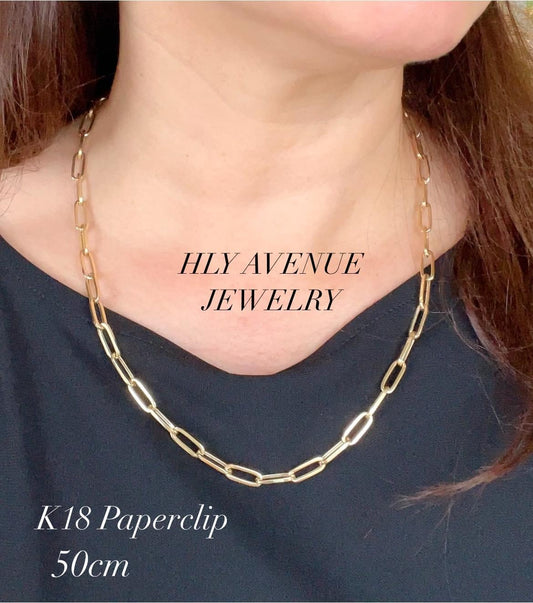 18k Paperclip Necklace 50CM