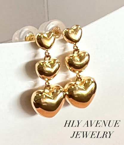 18k 3-Hearts Earrings