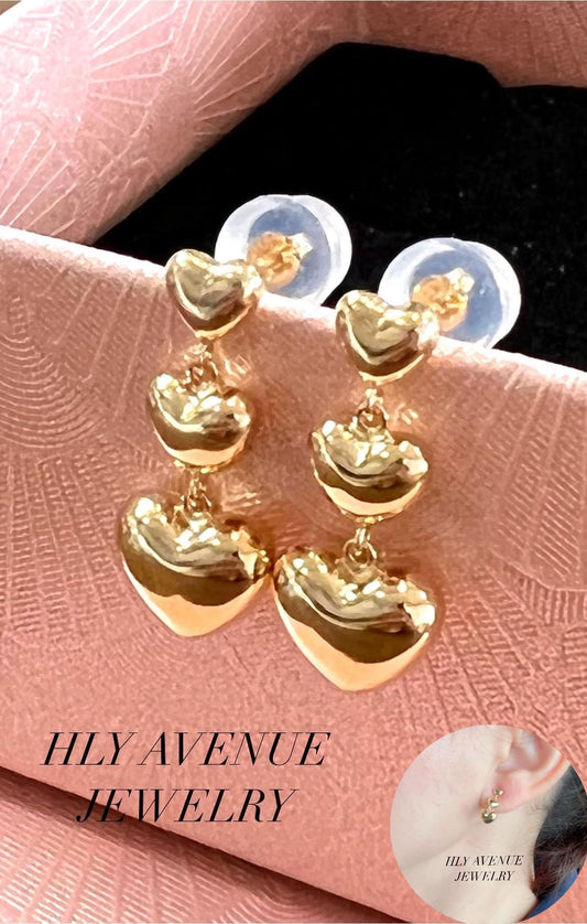 18k 3-Hearts Earrings