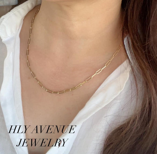 18k Japan Gold Paperclip Necklace 45CM