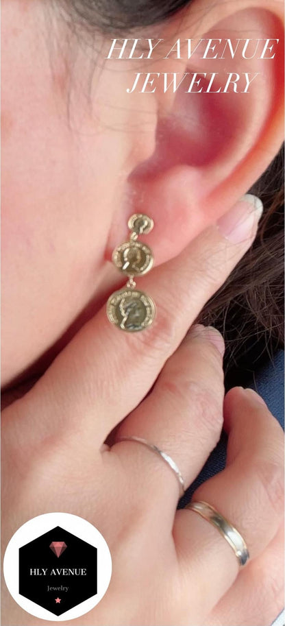 18k 3-Gold Coin Earrings