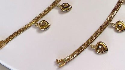 18k Japan Gold 12 Triple Cut Monaca Charm Bracelet