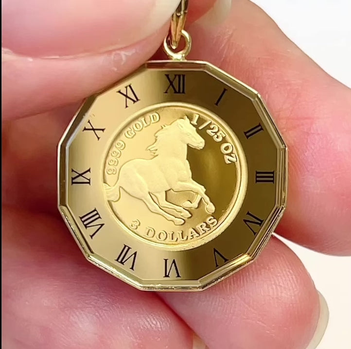 Horse/Elizabeth 24K/18k Japan Gold Coin Pendant – HLY Avenue Jewelry