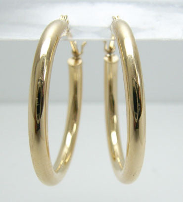 18K Yellow Gold 2x20mm Hoop Earrings