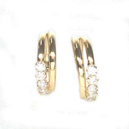 10k Yellow Gold Cubic Zirconia Hoop Earrings