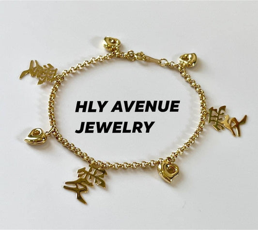 18k Japan Gold Ai Charm Bracelet