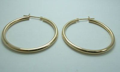 18k 2x30mm Yellow Gold Pipe Hoop Earrings