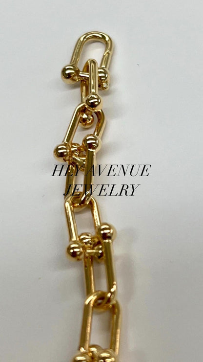 18k Japan Gold U-Shape Link Bracelet 19CM
